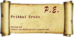 Prikkel Ervin névjegykártya